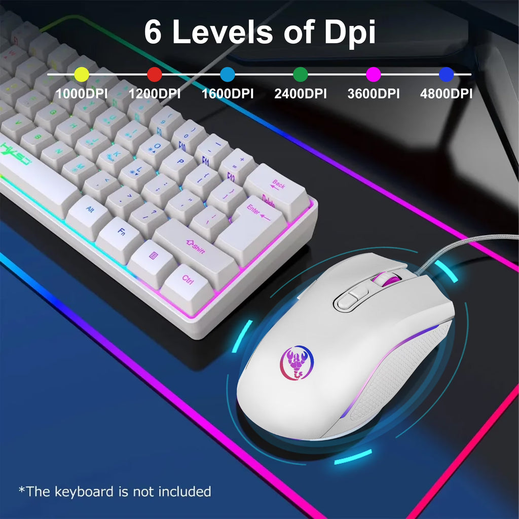 Gaming Mouse Wired, USB Computer Mouse with 4 Adjustable DPI, RGB Backlit LED, Side Buttons, Ergonomic Optical Mice for PC, Laptop, Windows, Mac, Vista, Linux, Gamer