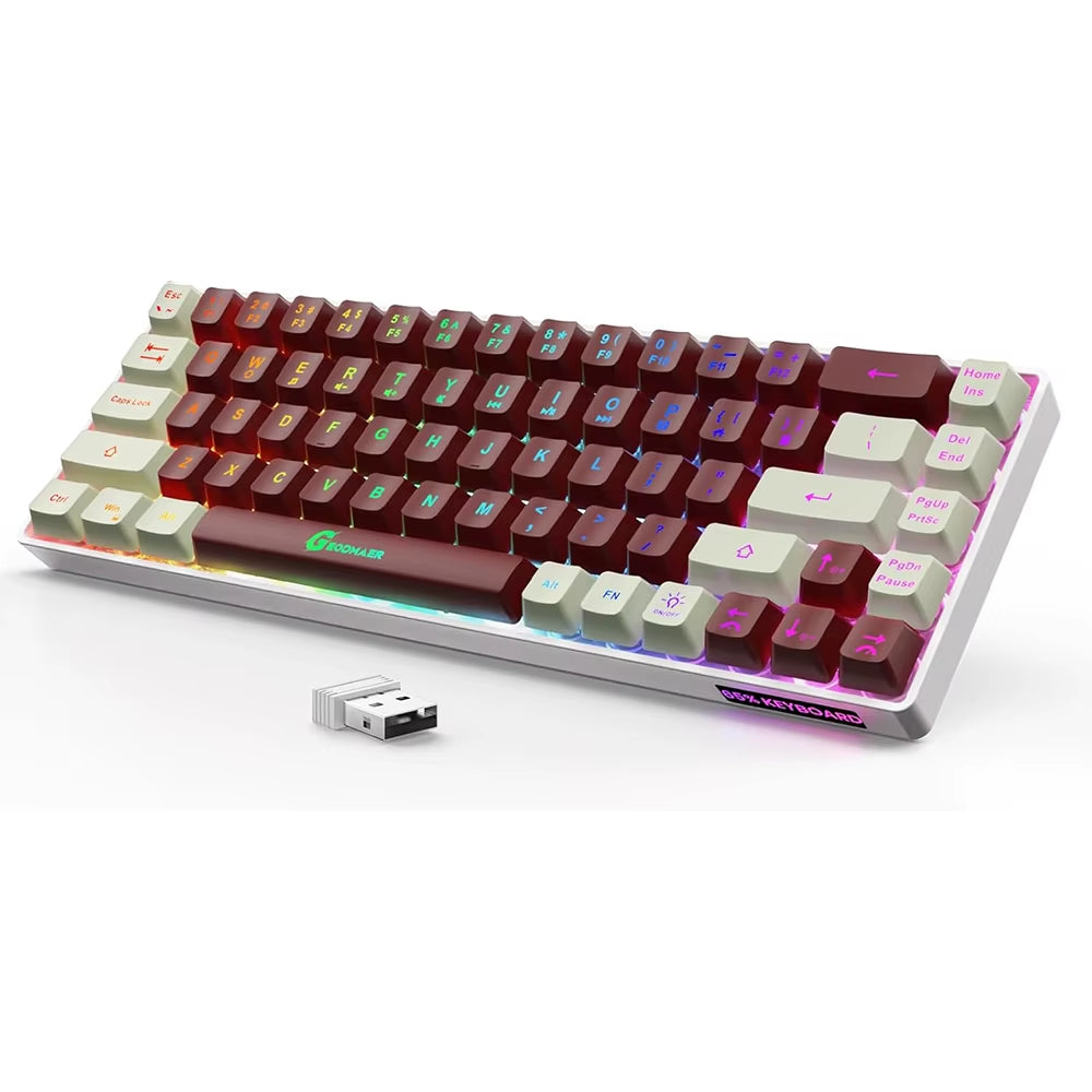 2.4G Wireless Gaming Keyboard 68 Keys Gaming Keyboard Rechargeable Backlit Anti-Ghosting No-Conflict Keyboard for PC