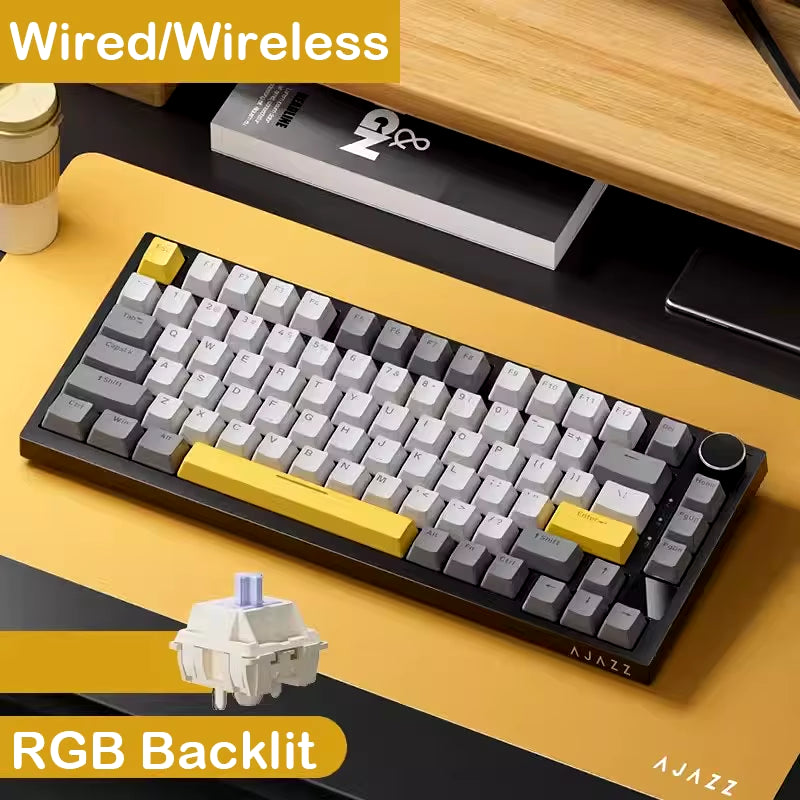 AJAZZ Ak820/Ak820Pro Mechanical Keyboard TFT Screen Multifunctional Knob Gaming Keyboard Wired/2.4Ghz/Bt Connect PC Keyboard