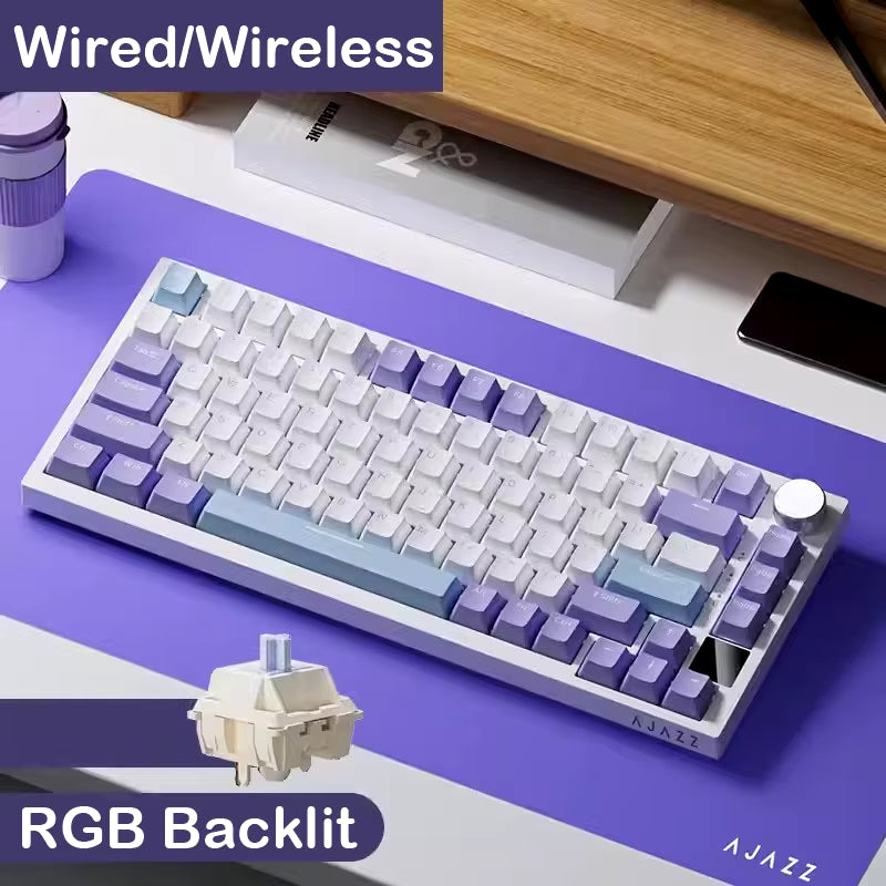 AJAZZ Ak820/Ak820Pro Mechanical Keyboard TFT Screen Multifunctional Knob Gaming Keyboard Wired/2.4Ghz/Bt Connect PC Keyboard