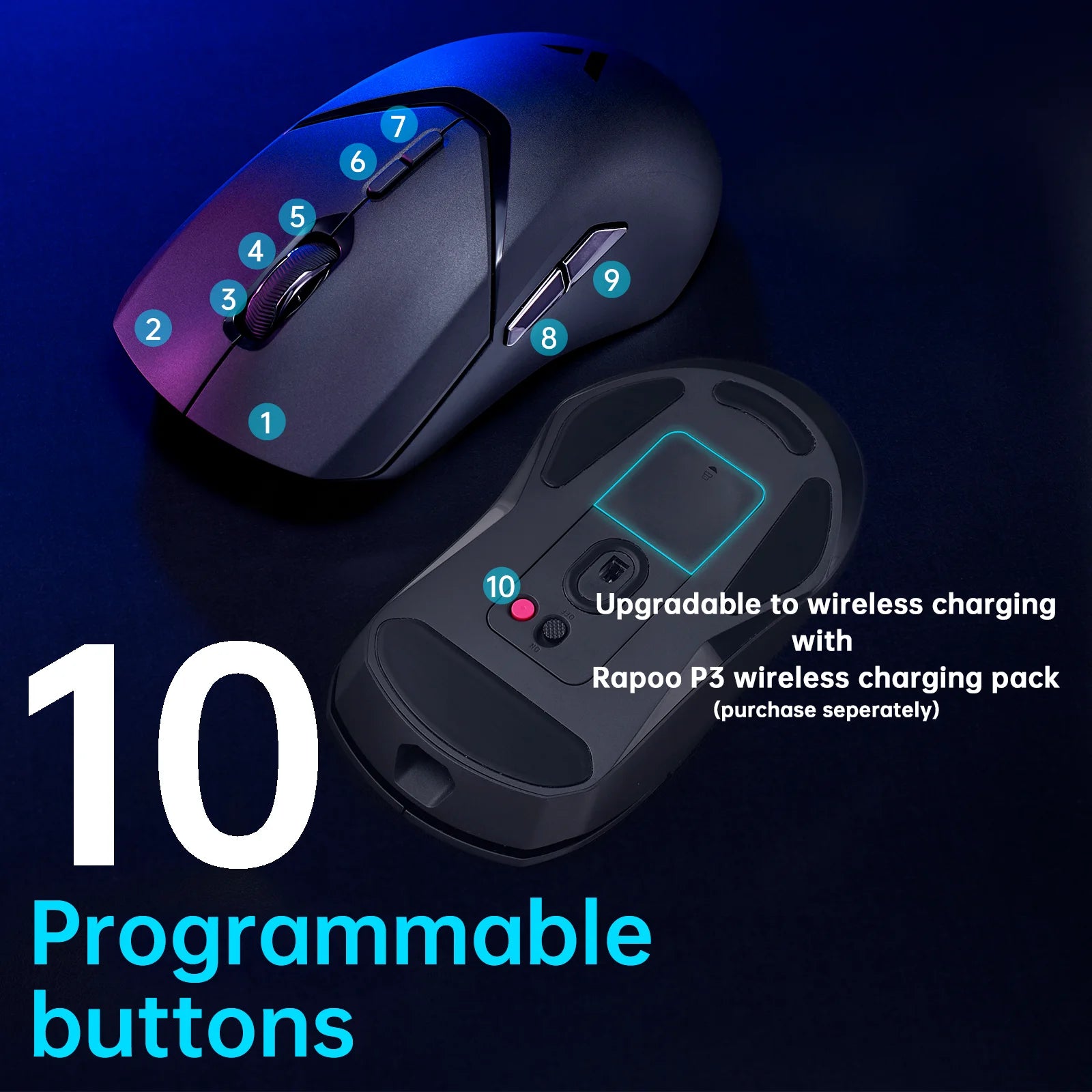 VT9PRO PAW3398 Wireless Gaming Mouse 26000DPI 68G Lightweight Wired Wireless Mouse 160H Super Long Battery Life