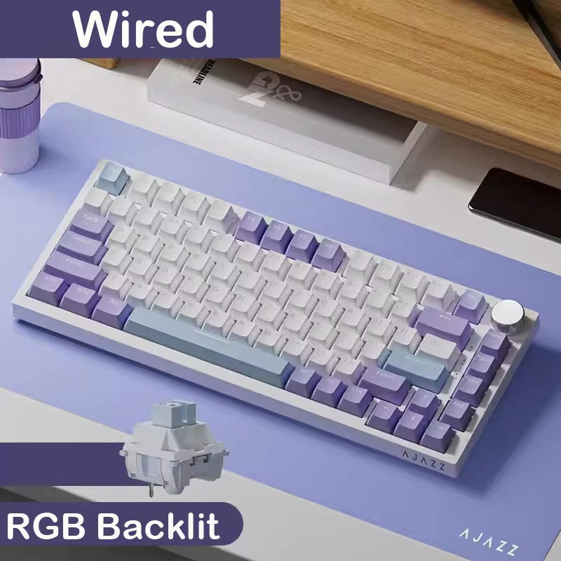 AJAZZ Ak820/Ak820Pro Mechanical Keyboard TFT Screen Multifunctional Knob Gaming Keyboard Wired/2.4Ghz/Bt Connect PC Keyboard