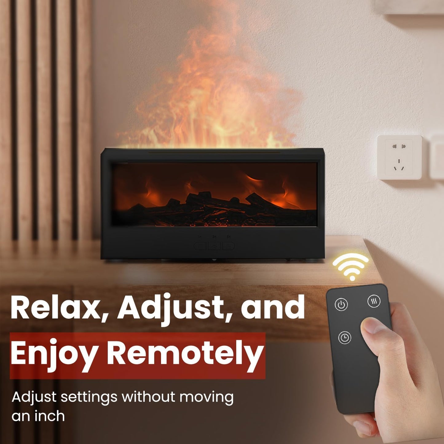 Transform Your Space with the Cozy Fireplace Flame Diffuser - 7-Color LED Humidifier & Essential Oil Diffuser with Timer for Home, Office, and Relaxation