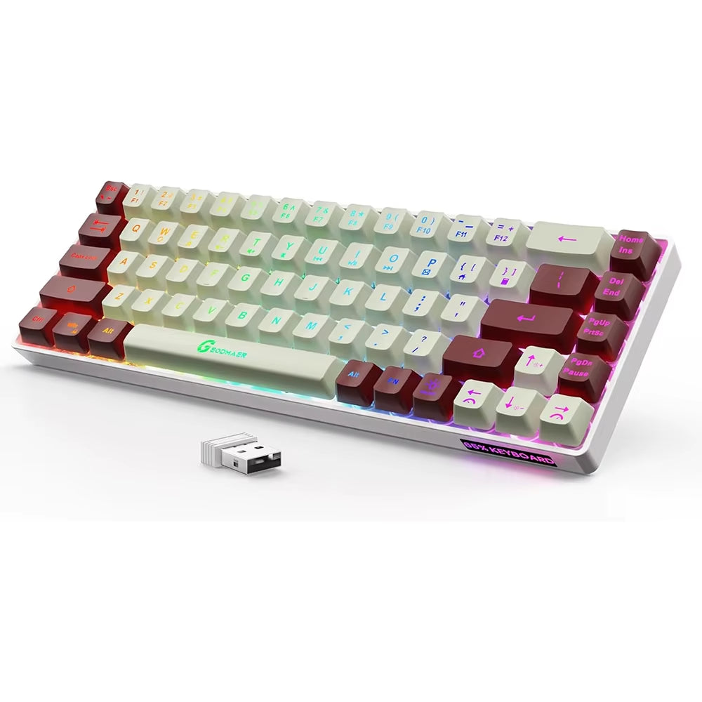 2.4G Wireless Gaming Keyboard 68 Keys Gaming Keyboard Rechargeable Backlit Anti-Ghosting No-Conflict Keyboard for PC