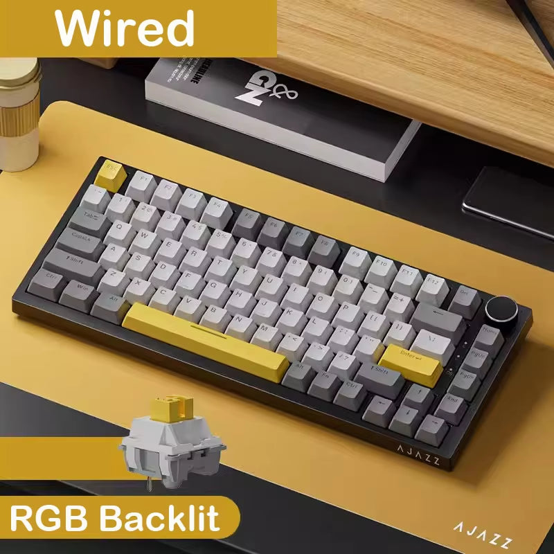 AJAZZ Ak820/Ak820Pro Mechanical Keyboard TFT Screen Multifunctional Knob Gaming Keyboard Wired/2.4Ghz/Bt Connect PC Keyboard